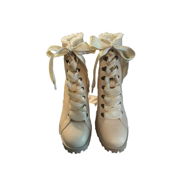 New! Schutz Zhara Winter Leather Bootie Beige Leather Faux Fur Lining SZ 10.5B - Picture 3 of 7